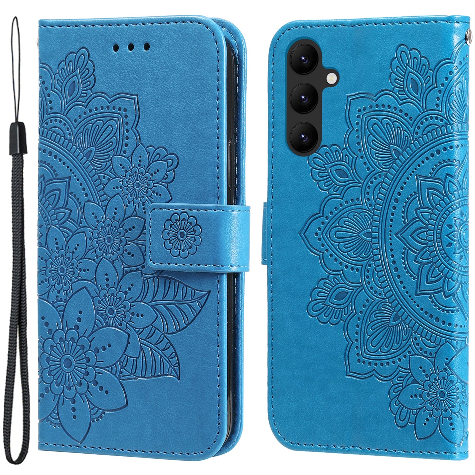 For Samsung Galaxy A24 4G Phone Cover Flower Imprinting Leather Stand Wallet Case with Strap For Samsung Galaxy A24 4G Phone Cover Flower Imprinting Leather Stand Wallet Case with Strap